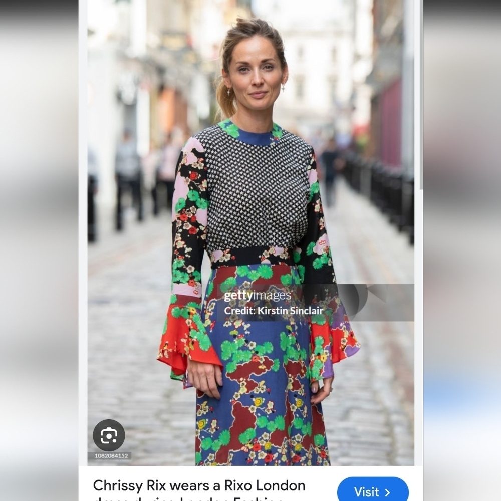 RIXO Vibrant Floral Long Sleeve Dress